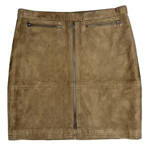 ATM Anthony Thomas Melillo Brown Suede Leather Zippered Mini Skirt Size 4